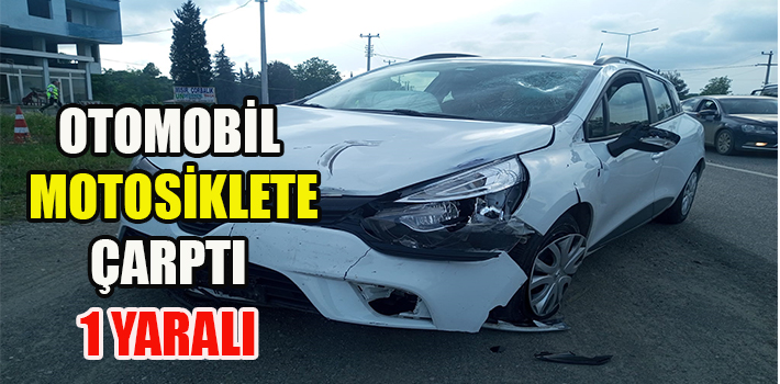 Otomobil Motosiklete Çarptı: 1 Yaralı